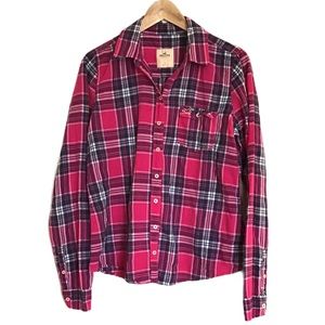 Hollister Pink and Blue Striped Button Down Top